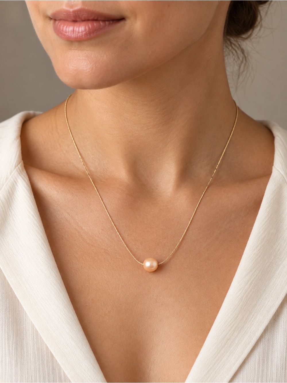 Minimalist Blush Pearl Pendant Necklace - Unbranded